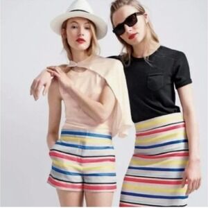J. Crew Striped Shorts Colorful Casual Summer Size 12